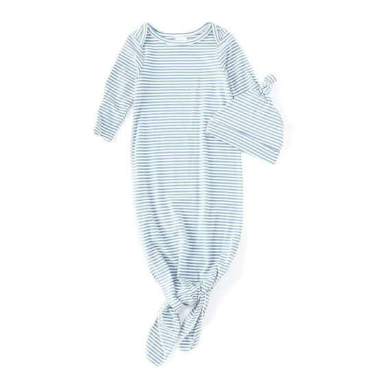 Cheapest 𧨠Starting Out Baby Newborn-6 Months Long-Sleeves Stripe Ribbed Knotted Gown Blue π 4 Cheapest 𧨠Starting Out Baby Newborn-6 Months Long-Sleeves Stripe Ribbed Knotted Gown Blue π - Image 2