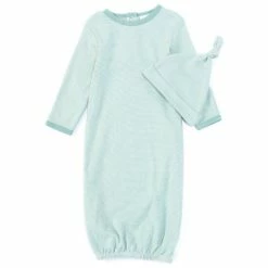 Flash Sale 😍 Starting Out Baby Newborn-6 Months Long Sleeve Stripe Gown & Knot Hat 2-Piece Set Navy 🔥