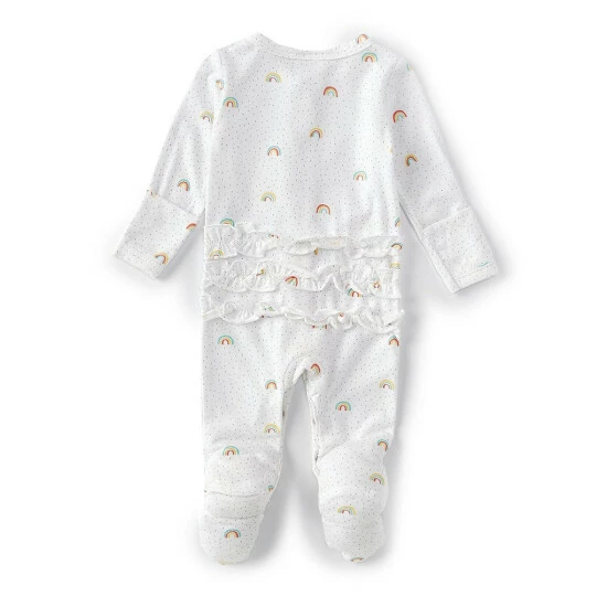 New π Starting Out Baby Girl Newborn-6 Months Long Sleeve Rainbow Printed Knit Coverall & Coordinating Bow Headband Set White 𧨠4 New π Starting Out Baby Girl Newborn-6 Months Long Sleeve Rainbow Printed Knit Coverall & Coordinating Bow Headband Set White 𧨠- Image 2