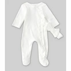 Outlet 😉 Starting Out Baby 👧 Girls Newborn-6 Months Long-Sleeve Ruffled Rumba Footed Coverall Set Ivory 💯