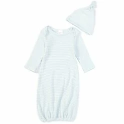 Outlet 🔥 Starting Out Baby Newborn-6 Months Blue Stripe Gown & Knot Hat Set 🌟