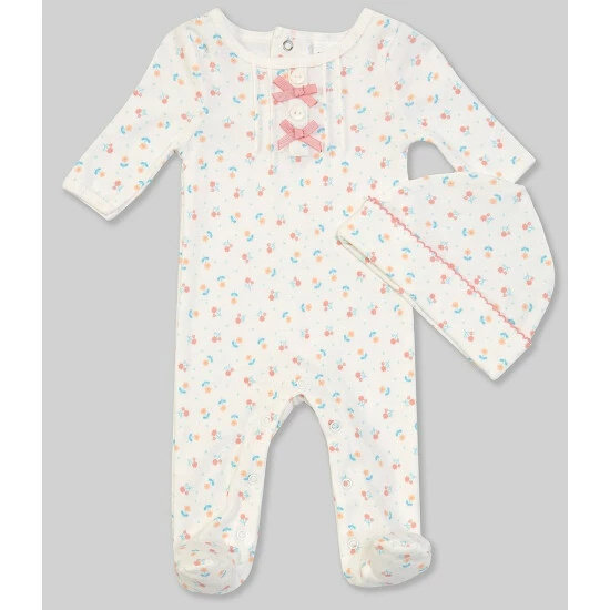 Discount π Starting Out Baby π§ Girls Preemie-6 Months Long-Sleeve Floral Footed Coverall & Ruffle Trim Hat Set White π 3 Discount π Starting Out Baby π§ Girls Preemie-6 Months Long-Sleeve Floral Footed Coverall & Ruffle Trim Hat Set White π