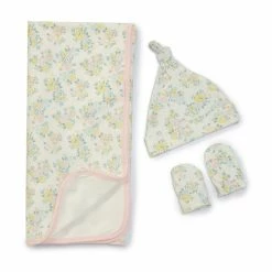 Cheapest 🤩 Starting Out Baby 👧 Girls Floral Knotted Beanie, Mittens & Blanket Set Pink 😀