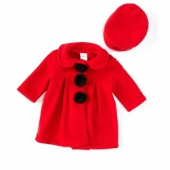 Brand new 👏 Starting Out Baby 👧 Girls 3-24 Months Pleated Faux Fur Pom 🧥 Coat Red 🔥 -Starting Out shop unnamed file 19
