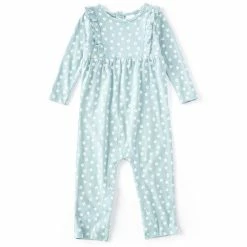 Wholesale 👍 Starting Out Baby 👧 Girls 12-24 Months Long-Sleeve Floral Print Ruffle Coverall Green 👏