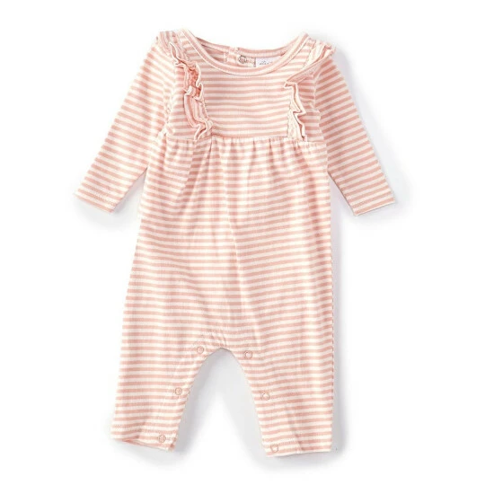 New π Starting Out Baby π§ Girls Newborn-9 Months Stripe Ruffle Long Sleeve Coverall Pink π 3 New π Starting Out Baby π§ Girls Newborn-9 Months Stripe Ruffle Long Sleeve Coverall Pink π