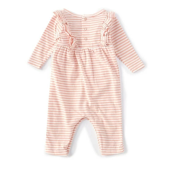 New π Starting Out Baby π§ Girls Newborn-9 Months Stripe Ruffle Long Sleeve Coverall Pink π 4 New π Starting Out Baby π§ Girls Newborn-9 Months Stripe Ruffle Long Sleeve Coverall Pink π - Image 2