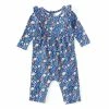 Top 10 🌟 Starting Out Baby 👧 Girls Newborn-24 Months Printed Ruffle Long Sleeve Coverall Navy 👏