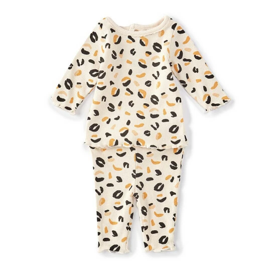 Discount π Starting Out Baby π§ Girls Newborn-24 Months Ruffle Trim Leopard Print Top & Pants 2-Piece Set Ivory β¨ 3 Discount π Starting Out Baby π§ Girls Newborn-24 Months Ruffle Trim Leopard Print Top & Pants 2-Piece Set Ivory β¨