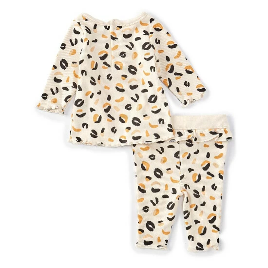 Discount π Starting Out Baby π§ Girls Newborn-24 Months Ruffle Trim Leopard Print Top & Pants 2-Piece Set Ivory β¨ 4 Discount π Starting Out Baby π§ Girls Newborn-24 Months Ruffle Trim Leopard Print Top & Pants 2-Piece Set Ivory β¨ - Image 2