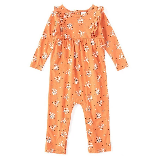 Hot Sale π Starting Out Baby π§ Girls 12-24 Months Printed Ruffle Long Sleeve Coverall Orange π 3 Hot Sale π Starting Out Baby π§ Girls 12-24 Months Printed Ruffle Long Sleeve Coverall Orange π
