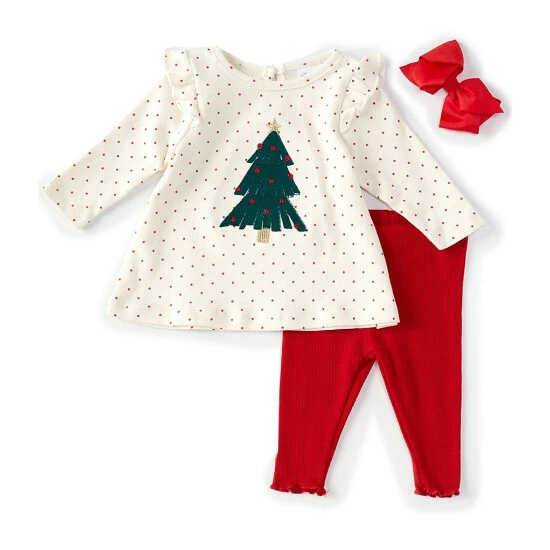 Promo π Starting Out Baby π§ Girls Newborn-24 Months π Christmas Tree Long Sleeve Top & Leggings Set Red π 3 Promo π Starting Out Baby π§ Girls Newborn-24 Months π Christmas Tree Long Sleeve Top & Leggings Set Red π