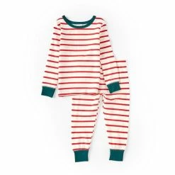 Deals ✨ Starting Out Little Kids 2T-6 🔔 Christmas 🍬 Candy Cane Print Long Sleeve Top & Leggings Set White ✨