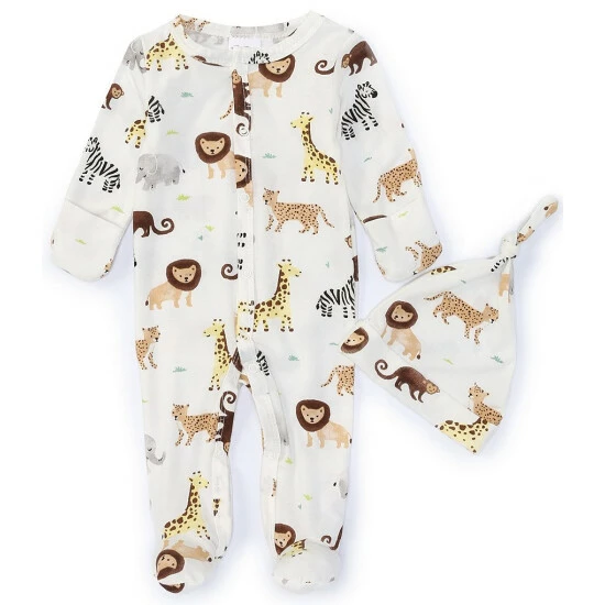 Best Sale π Starting Out Baby Preemie-9 Months Jungle Print Long Sleeve Footed Coverall & Knot Hat 2-Piece Set White π 3 Best Sale π Starting Out Baby Preemie-9 Months Jungle Print Long Sleeve Footed Coverall & Knot Hat 2-Piece Set White π