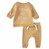 Discount 🛒 Starting Out Starting Baby Boys Newborn-9 Months Out Roar Bodysuit & Pants Two Piece Set Brown 🤩