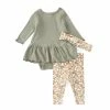 Best Sale 👏 Starting Out Baby 👧 Girls Newborn-9 Months Ribbed 👗 Skirted Bodysuit & Printed Leggings Two-Piece Set Green ❤️ -Starting Out shop unnamed file 267