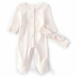 Deals ⌛ Starting Out Baby 👧 Girls Preemie-9 Months Mini Stripe Footed Coverall & Knot Bow Headband 2-Piece Set Pink ⭐