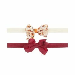 Cheap ✔️ Starting Out 2-Pack Turkey Print & Solid Bow Headband Set Red/antique White 👏