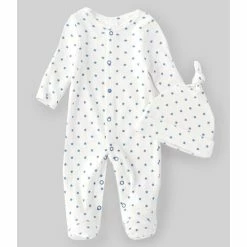 New 😉 Starting Out Baby Boys Preemie-9 Months Star Print Footed Coverall White ❤️