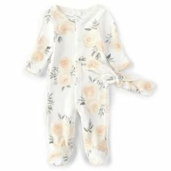 Best Sale 🎁 Starting Out Baby 👧 Girls Preemie-9 Months Rose Print Footed Coverall White 🤩