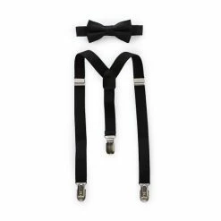 Discount 🎉 Starting Out Baby Boys Solid Bow Tie & Suspender Set Black 🌟