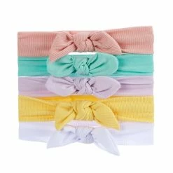 Hot Sale 🌟 Starting Out Baby 👧 Girls Small Solid Knit Bow Headwrap 5-Pack Multi 😀
