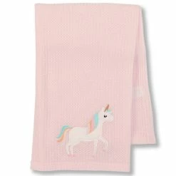 Flash Sale 😉 Starting Out Baby 👧 Girls Unicorn Waffle-Knit Blanket Pink 🛒