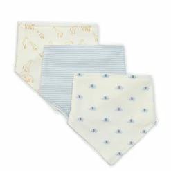 Buy 🧨 Starting Out Baby Boys Elephant, Giraffe & Stripe 3-Pack Knit Bibs Blue 👏