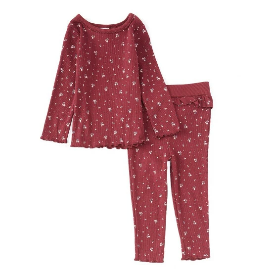 Wholesale β¨ Starting Out Baby π§ Girls 12-24 Months Floral Print Long Sleeve Tee & Dot Print Pant 2- Piece Set Burgundy β 3 Wholesale β¨ Starting Out Baby π§ Girls 12-24 Months Floral Print Long Sleeve Tee & Dot Print Pant 2- Piece Set Burgundy β