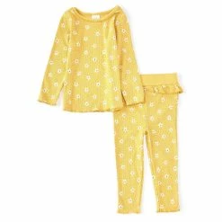 Buy 👏 Starting Out Baby 👧 Girls 12-24 Months Daisy Print Long Sleeve Tee & Pant 2-Piece Set Yellow ⌛