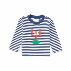 Promo 😉 Starting Out Baby Boy 12-24 Months Stripe Long Sleeve Football Goal Applique Tee Navy 🌟