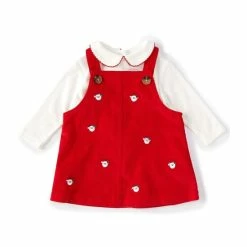 Buy 🤩 Starting Out Baby 👧 Girls 12-24 Months Peter-Pan Collar Long Sleeve Tee Santa Corduroy Pinafore Jumper 2-Piece Set Red 👍