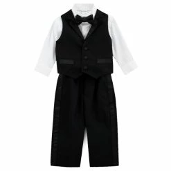 Promo 👍 Starting Out Baby Boys 6-24 Months 4-Piece Tux-Vest Set Black ✔️