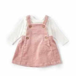 Brand new 🛒 Starting Out Baby 👧 Girls 3-24 Months Long Sleeve Tee Pinafore Jumper 2-Piece Set Pink 😀