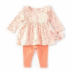 Deals ⭐ Starting Out Baby 👧 Girls Newborn-9 Months Tossed Apple Print Bodysuit & Pants Two- Piece Set Pink 😀