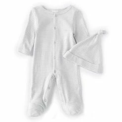 Cheapest ⌛ Starting Out Baby Preemie-9 Months Grey Stripe Footed Coverall & Knot Hat Set ✔️