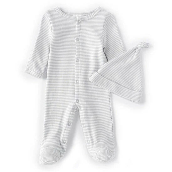 Cheapest ⌛ Starting Out Baby Preemie-9 Months Grey Stripe Footed Coverall & Knot Hat Set ✔️ 3 Cheapest ⌛ Starting Out Baby Preemie-9 Months Grey Stripe Footed Coverall & Knot Hat Set ✔️