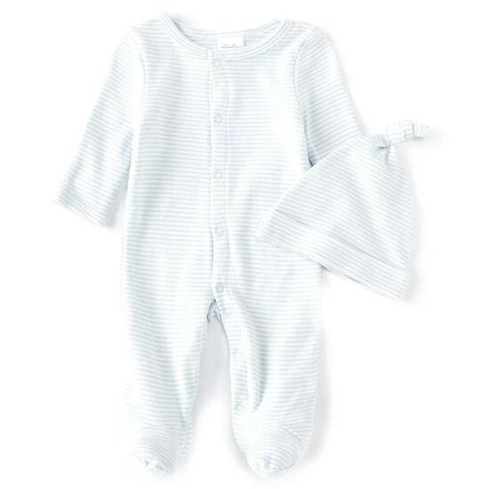 Cheapest ⌛ Starting Out Baby Preemie-9 Months Grey Stripe Footed Coverall & Knot Hat Set ✔️ 4 Cheapest ⌛ Starting Out Baby Preemie-9 Months Grey Stripe Footed Coverall & Knot Hat Set ✔️ - Image 2