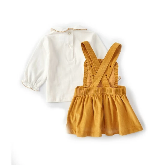 Wholesale π Starting Out Baby π§ Girls 3-24 Months Long Sleeve π Shirt & Pumpkin Embroidery Corduroy Jumper 2-Piece Set Gold π₯ 4 Wholesale π Starting Out Baby π§ Girls 3-24 Months Long Sleeve π Shirt & Pumpkin Embroidery Corduroy Jumper 2-Piece Set Gold π₯ - Image 2